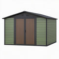 Abri de jardin 240 x 180 x 220 cm en résine vert olive et brun - rangement extérieur à double porte