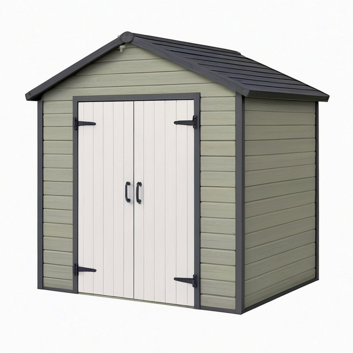 Abri de jardin 180 x 120 x 200 cm en résine vert sauge et blanc - rangement extérieur à double porte