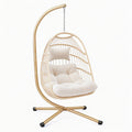 Fauteuil suspendu 105 x 105 x 195 cm en acier et fibres tressées beige doré style bohème