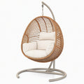Fauteuil suspendu 105 x 105 x 195 cm en rotin brun avec structure en acier style bohème