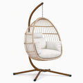 Fauteuil suspendu 105 x 105 x 195 cm en rotin beige et acier marron style bohème