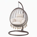 Fauteuil suspendu 105 x 105 x 195 cm en résine tressée gris brun pour intérieur style bohème