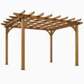 Pergola de jardin 400 x 300 x 240 cm en bois marron à treillis ajouré