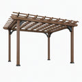 Pergola de jardin 365 x 487 x 244 cm en bois marron à lames ajourées