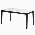 Table à manger 160 x 90 cm plateau aspect marbre blanc structure noire style classique