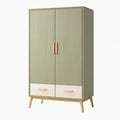 Armoire de rangement 90 x 50 x 180 cm vert olive et naturel en bois style scandinave