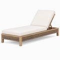 Bain de soleil 200 x 70 cm en bois et corde tressée beige pour extérieur dossier inclinable