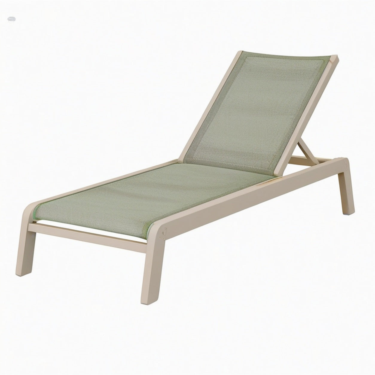 Bain de soleil 195 x 65 x 85 cm en aluminium et textilène vert sauge inclinable pour extérieur
