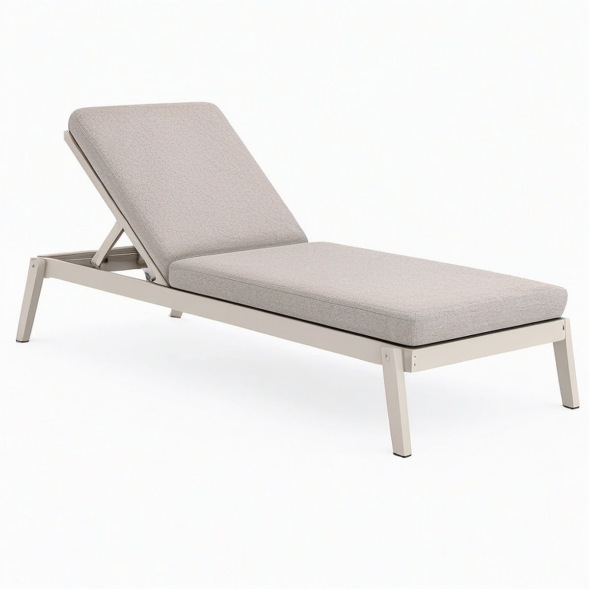 Bain de soleil 200 x 70 cm en métal et tissu beige gris inclinable pour extérieur