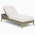 Chaise longue de jardin 200 x 75 cm en résine tressée beige vert olive avec dossier inclinable